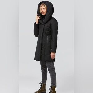 Soia & Kyo Camelia slim fit coat with leather trim - Black, XL